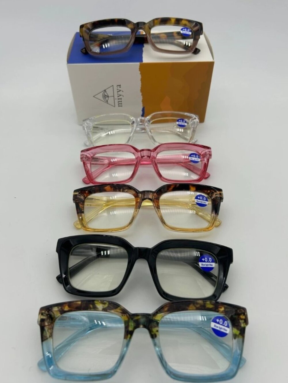 MIYYA 6-Pack Blue Light Blocking Glasses Oversized Fashion Eyeglasses for Women